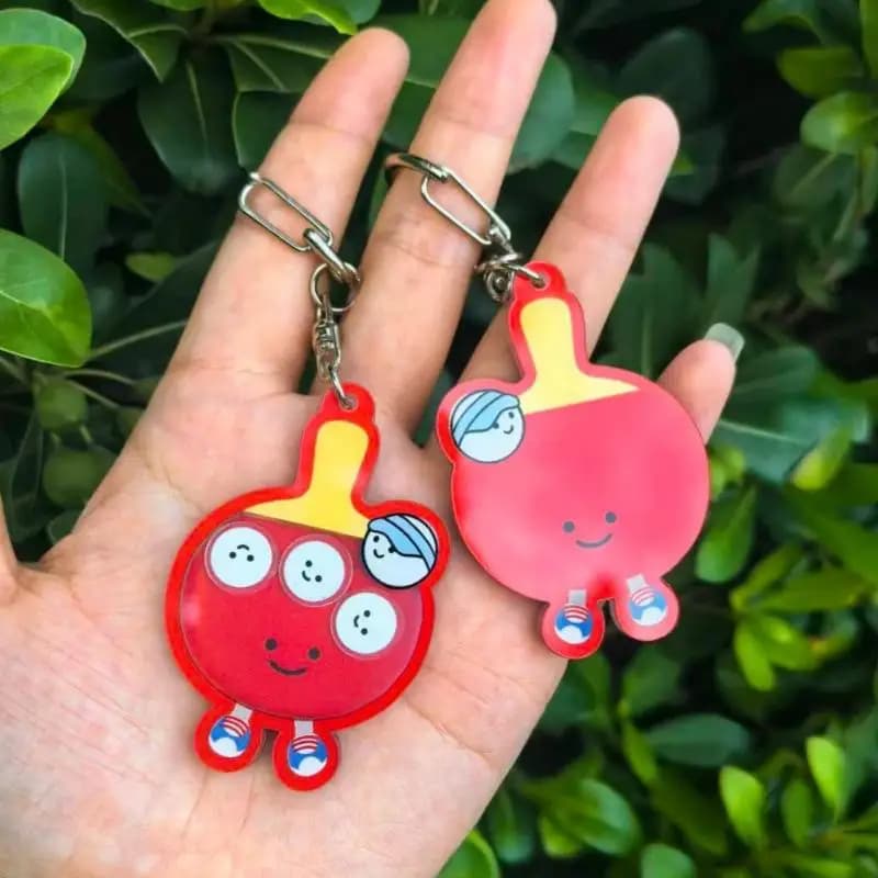Sports Ball Shaker Keychain Badminton Tennis Table Tennis Football Baseball Pendant Acrylic Key Ring Car Accessory Gift