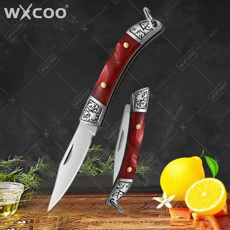 WXCOO Household Mini Knife Stainless Steel Folding Pocket Knife with Non-slip Handle Kitchen Accessories Fruit Paring Knife
