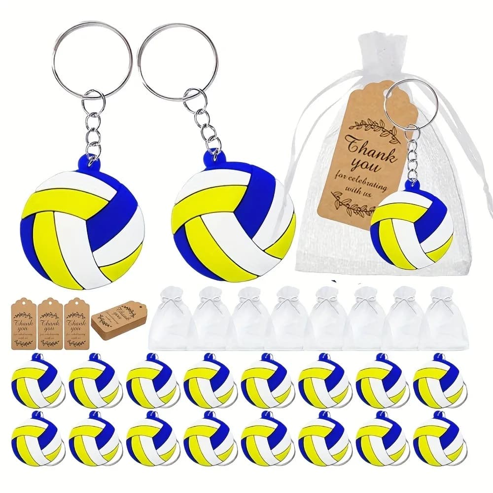 10/20 set di mini portachiavi da pallavolo per bomboniere sportive, regali di compleanno, souvenir di matrimonio