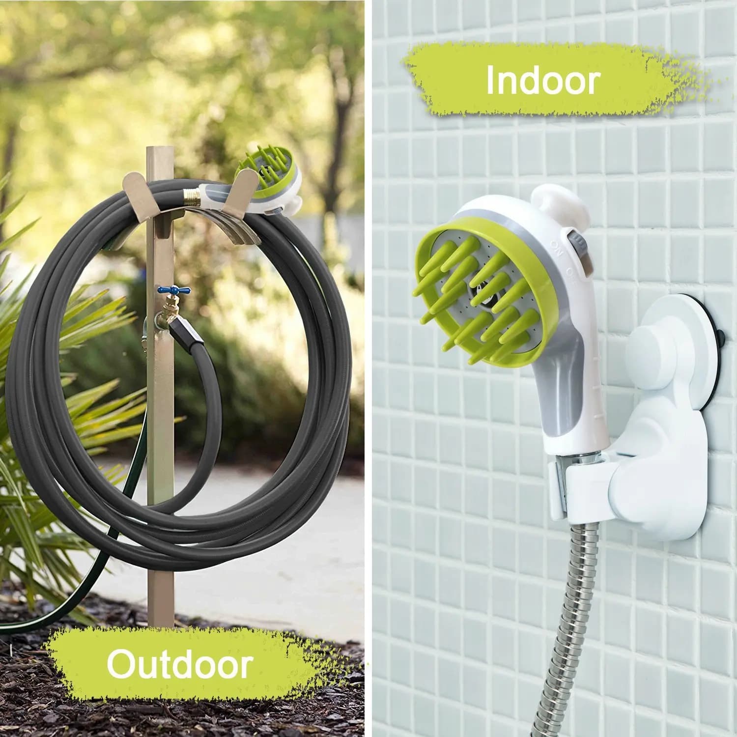 3-in-1 Pet Bathing Sprayer Brush with ON/OFF Water Control, Dog Shower Grooming Massage Brush for Indoor Outdoor Use