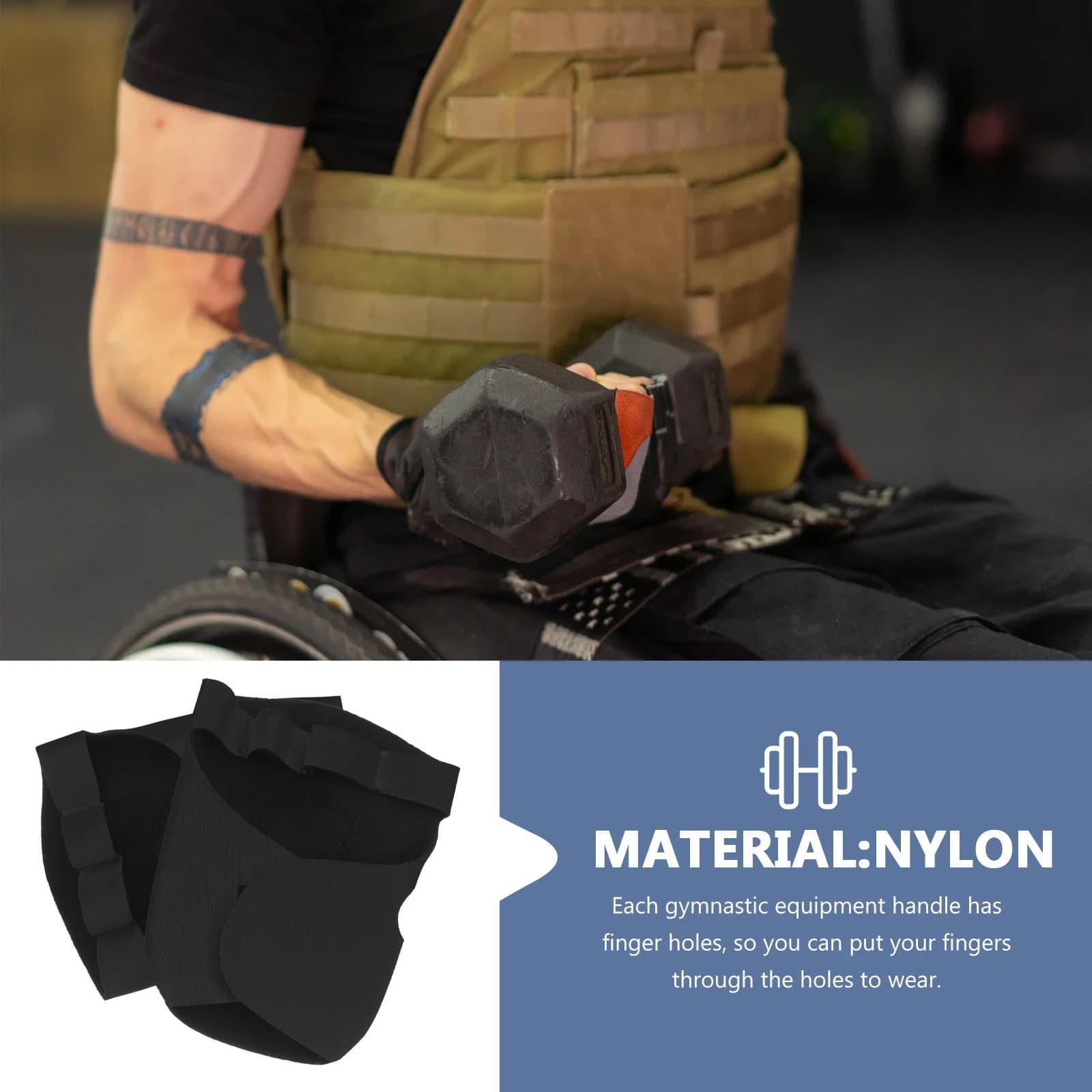 1Pair Nonslip Weightlifting Gloves Open Design Breathable Palm Protectors with Thick Wrist Straps Gym Cycling Hiking