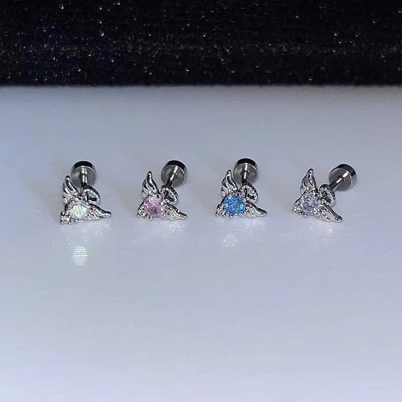 Orecchini a forma di ala d'angelo, orecchini lucidi da donna, regalo unico per lei