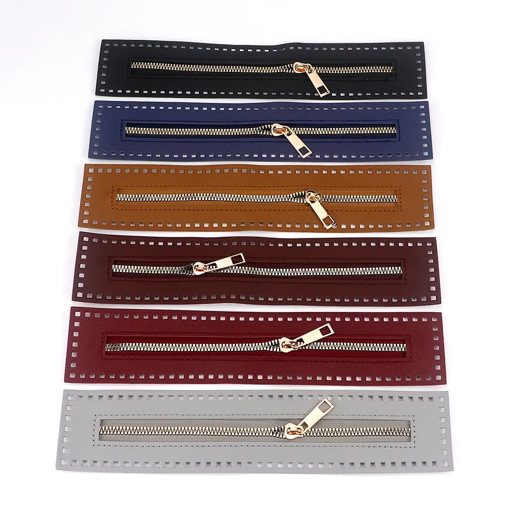 2Pcs 27cm Leather Zipper Useful For Crochet Bag Hardware Soild Zipper Sewing Accessory Useful Handbag Leather Zipper Pra ctical