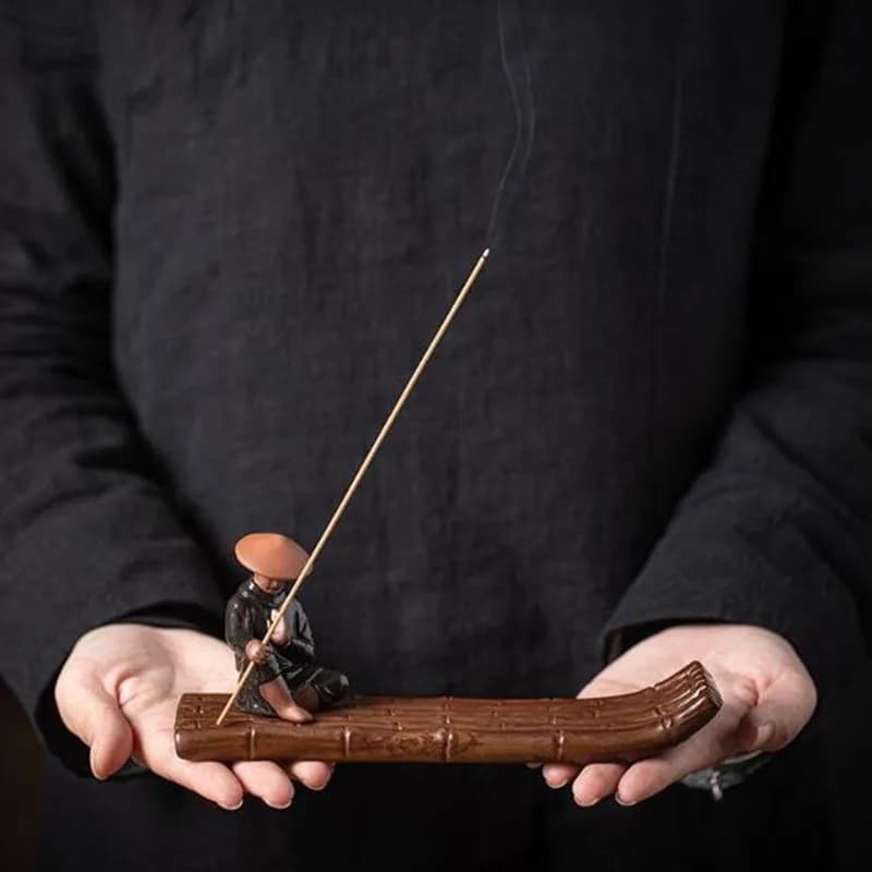 Chinese Style Porcelain Bamboo Raft Stick Incense Base Boat Aromatherapy Burner Indoor Chan Fragrance Censer Home Decor
