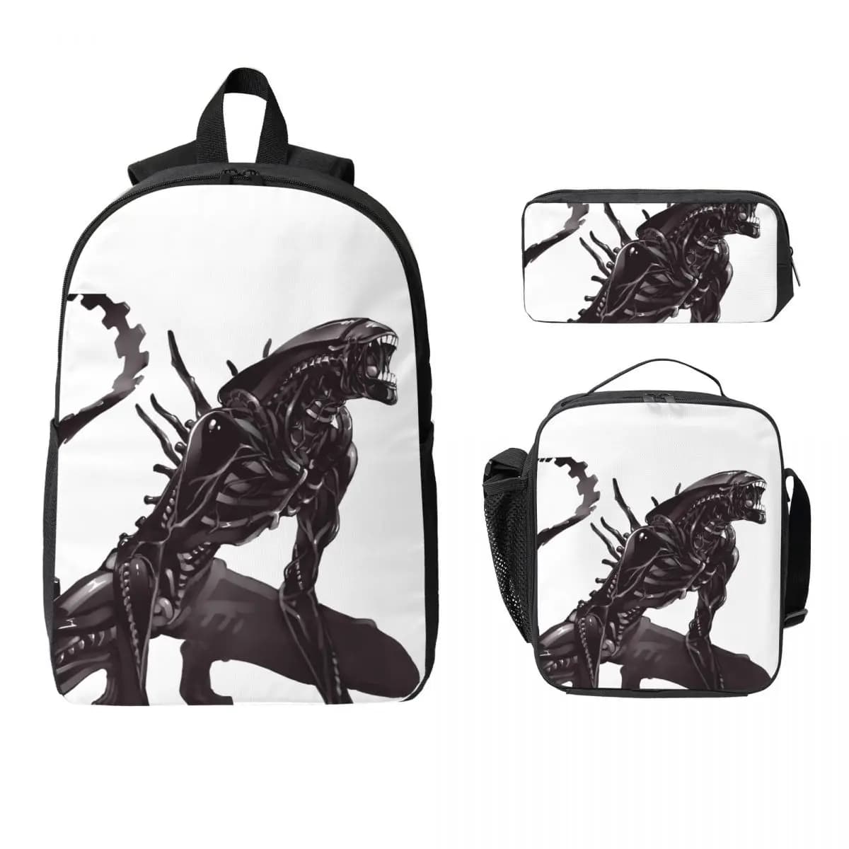 Xenomorph Alien Zaino Studente Ragazzi Ragazze BookBag Borsa da scuola Borse a tracolla per laptop Borsa da pranzo isolata 3ps Astuccio