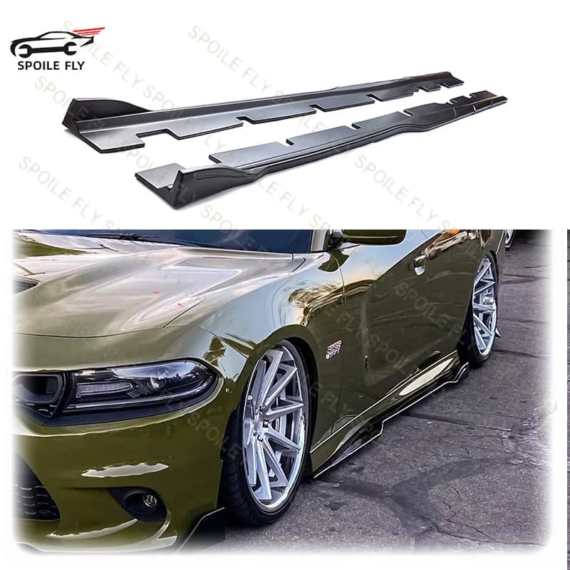 For Dodge Charger Widebody 2015-2023 Performance Style 4Pcs/Lot ABS Side Skirt Splitters Diffuser Bumper Spoiler Glossy Black