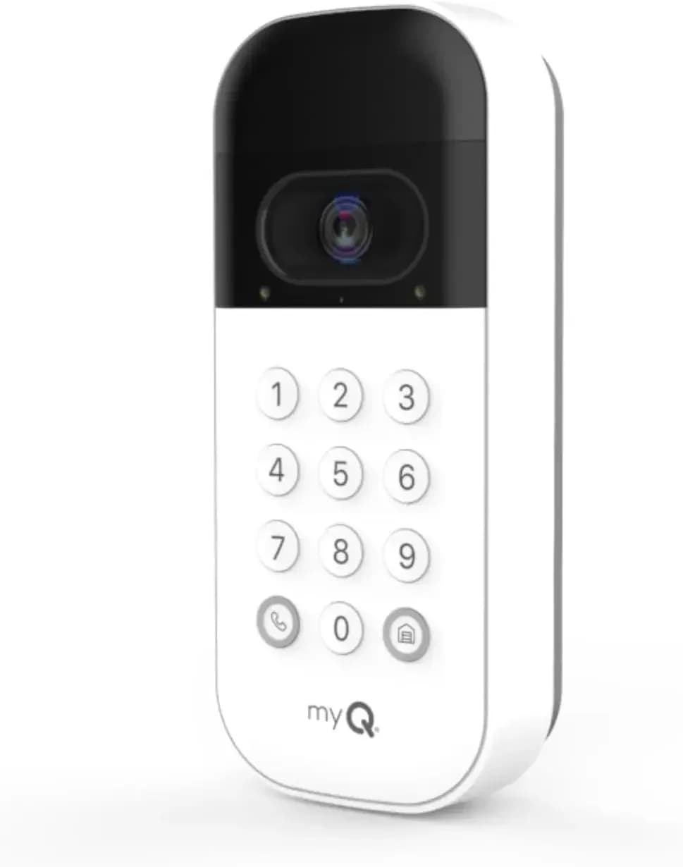 Tastiera video intelligente myQ per porta del garage con telecamera grandangolare, codici PIN personalizzabili e controllo tramite smartphone – Prendi il controllo della tua sicurezza