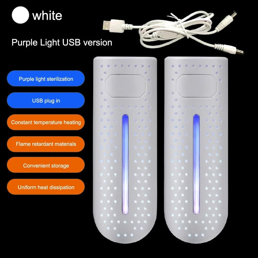 Asciugascarpe Pieghevole 5W con Deodorante, Dispositivo Deumidificante, Luce UV, Asciugatura Rapida, Riscaldatore per Piedi, Ricarica USB, Asciugascarpe Elettrico