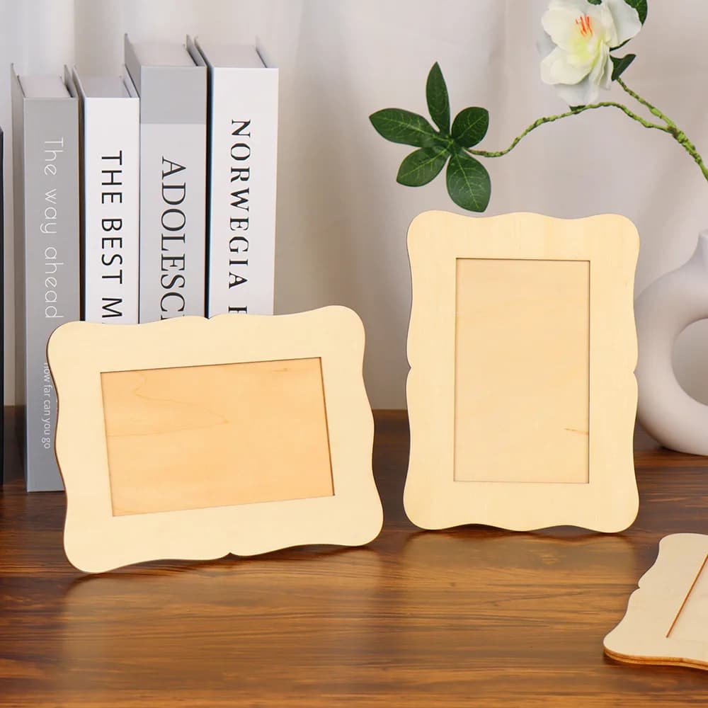 Natural Wood Rectangular Picture Frame Set DIY Craft Photo Frames for Tabletop Home Decor Wooden Photo Frames