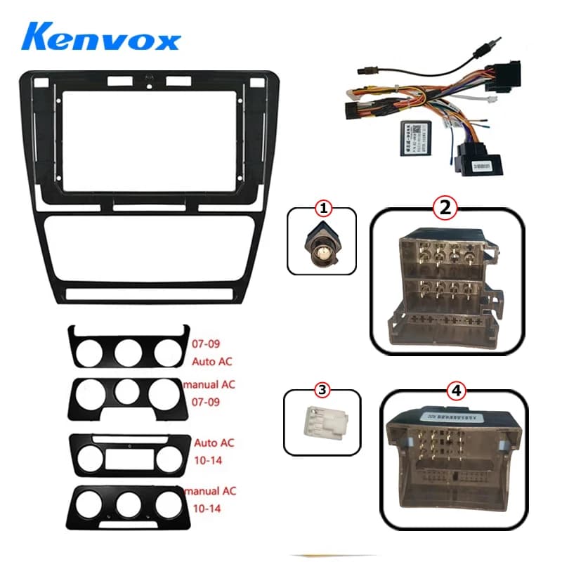 KENVOX Auto Android Radio Telaio Per Skoda Octavia 2 A5 2008 2013 10 pollici 2DIN Fascia Stereo Pannello di Cablaggio Filo Canbus Box cavo