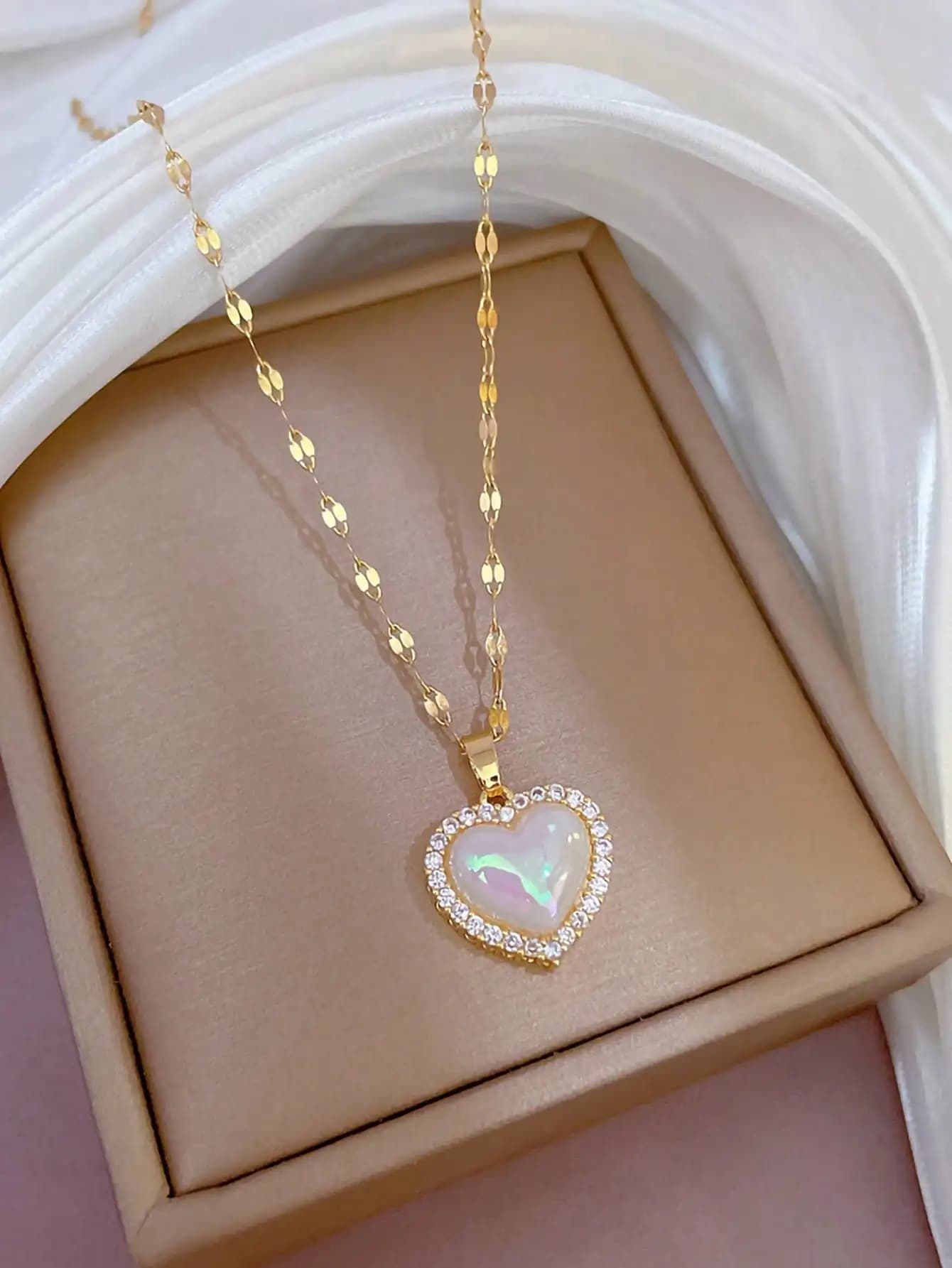 1 collana d'amore in acciaio inossidabile placcato oro