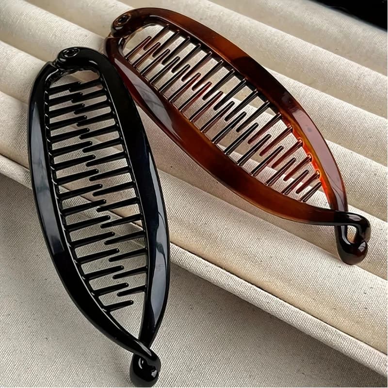 2 Pezzi Eleganti Fermagli per Capelli a Forma di Pesce, Clip a Banana in Ambra, Fermacoda a Corona Alta, Accessori per Capelli a Forma Rettangolare per la Cura Personale