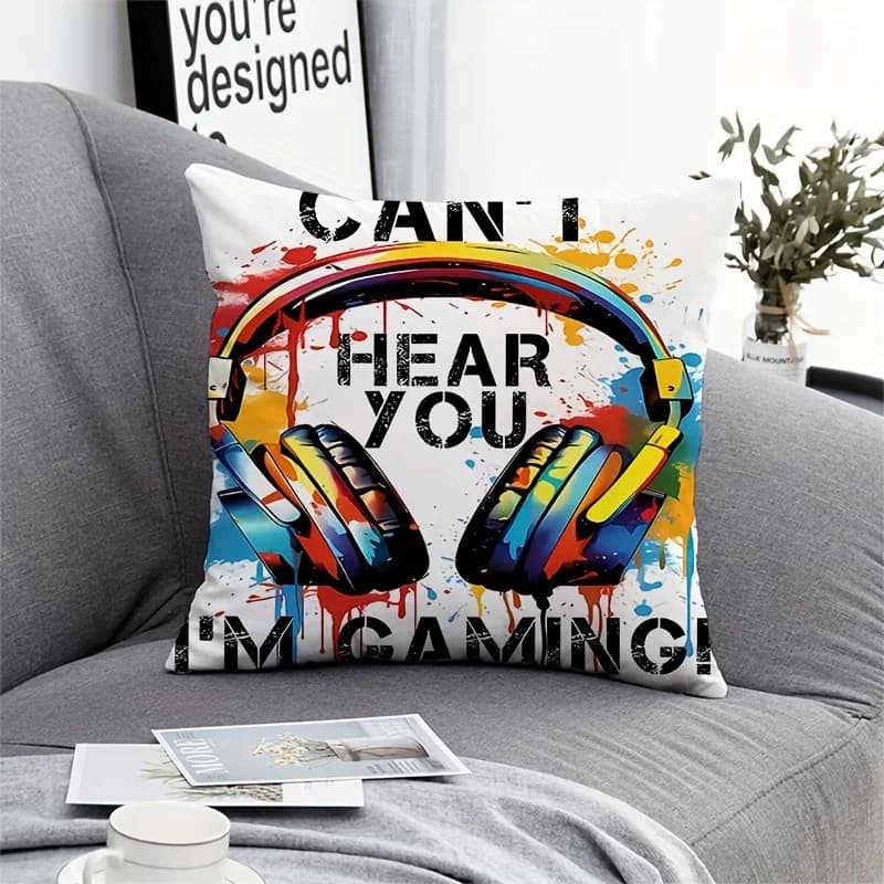 VIKAMA Fodera per Cuscino Gaming Stile Americano, Stampa Vibrante Splash, per Sala Giochi e Camera da Letto, Fodera per Cuscino Cool