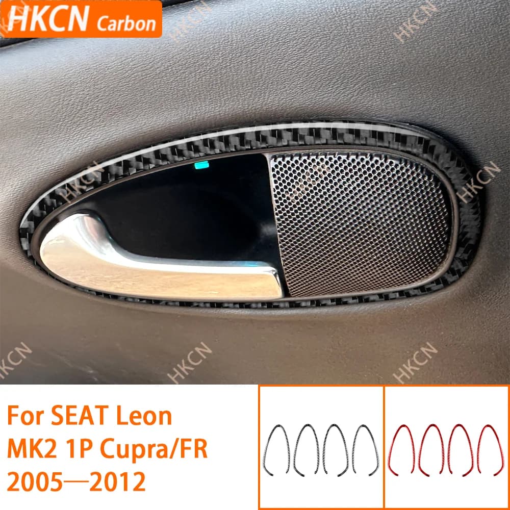 For SEAT Leon MK2 1P Cupra FR 2005—2012 Internal door handle Frame Cover / Carbon fiber 3K + Resin / 3mm Anti-scratch