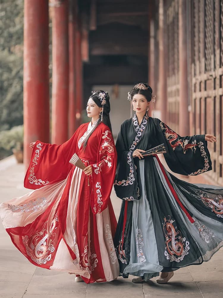 Women's Black Hanfu Costumes Chinese Spring and Autumn Traditional Embroidery Dress Tang Hanfu Cosplay Dress Gown Dress