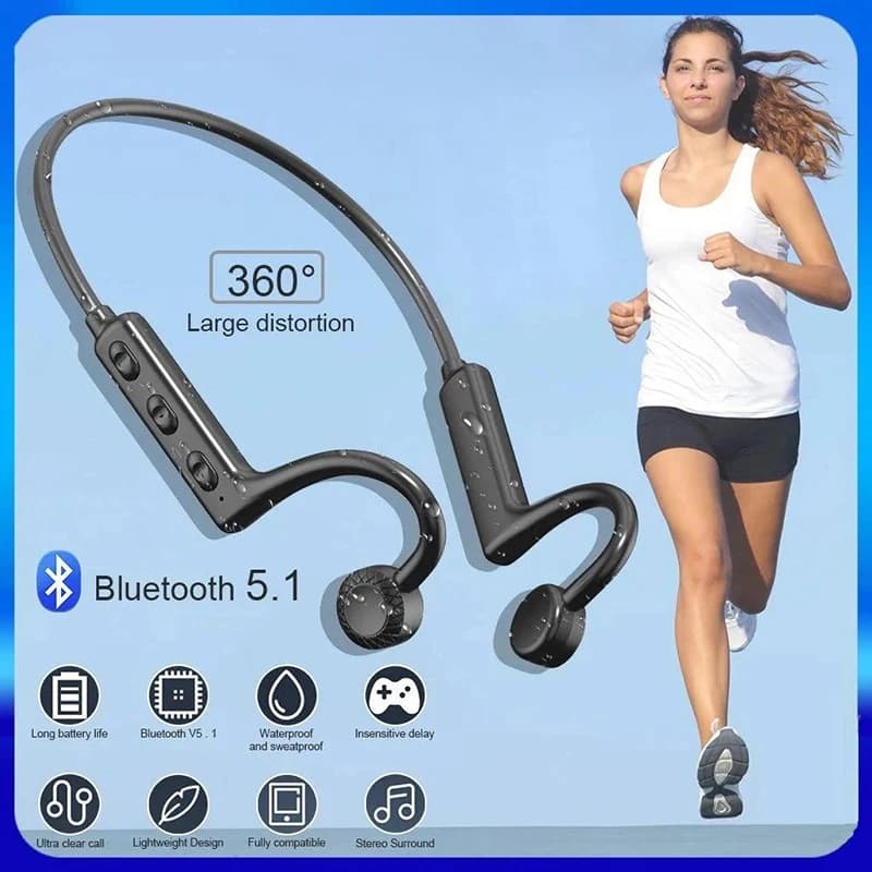 Auricolare sportivo wireless TWS ks19 Cuffie a conduzione ossea Fone Auricolare Bluetooth Vivavoce con microfono Corsa Gaming HiFi Stereo
