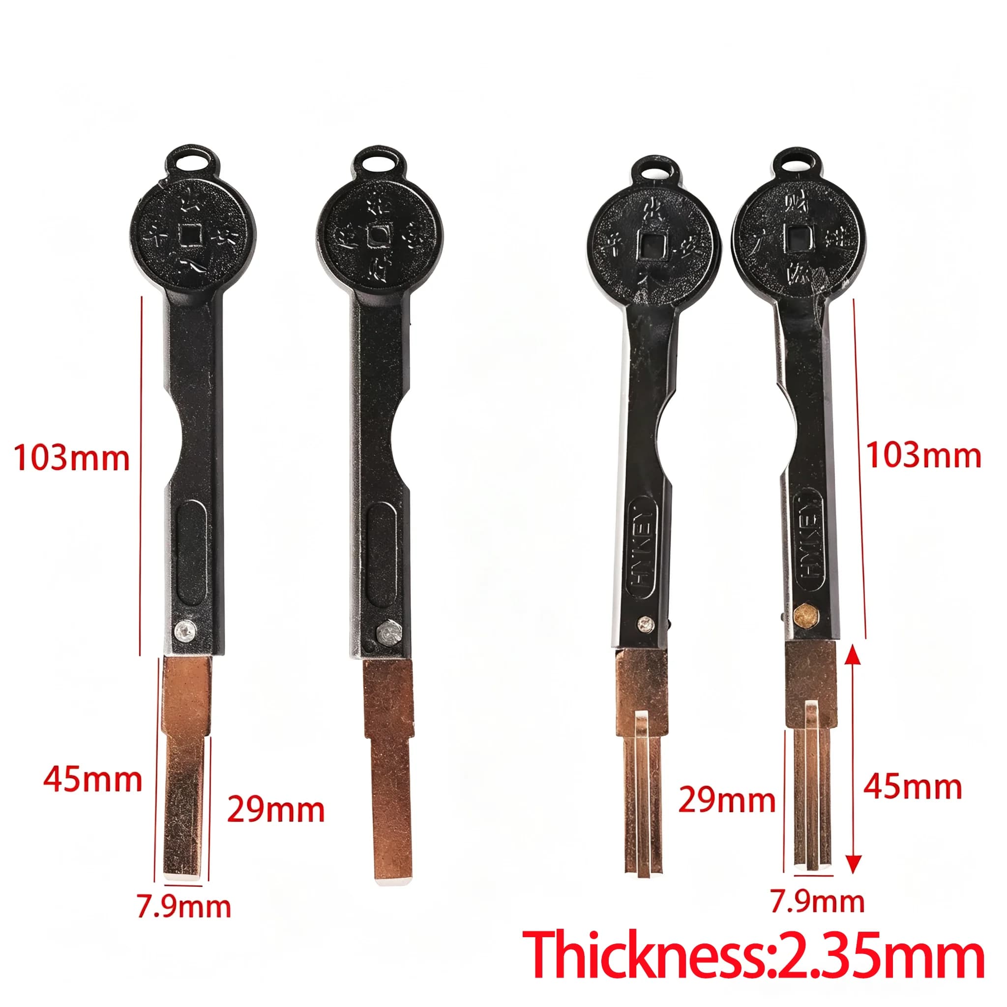 Circular Handle Folding 29mm Long Flat Blade Fingerprint Lock Key Embryo Household Emergency Key