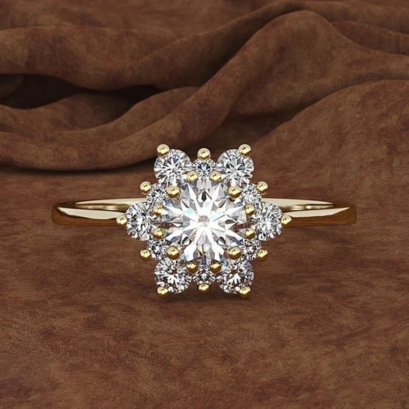 Anelli da donna Huitan a forma di fiore scintillante per matrimonio, fidanzamento, accessori, gioielli con zirconi cubici scintillanti, regalo per signora