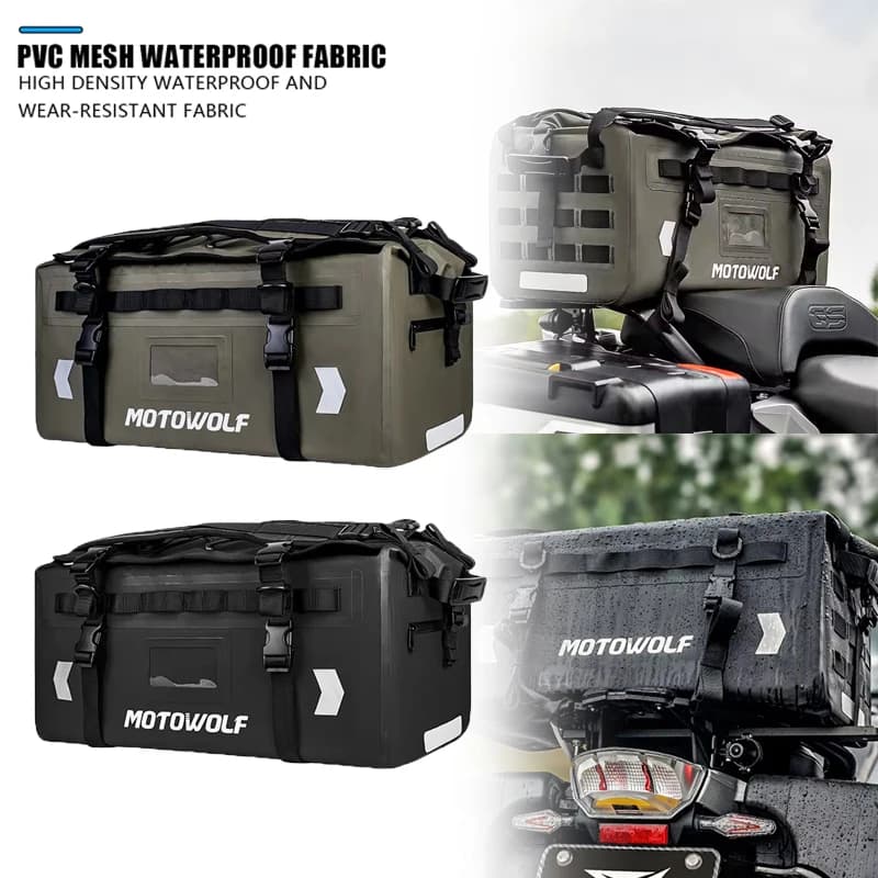 Borsa da sella per moto 37L/40L/66L/90L universale per scooter, viaggio, ciclismo, equitazione, borsa impermeabile, borsa a rullo, borsa da sella
