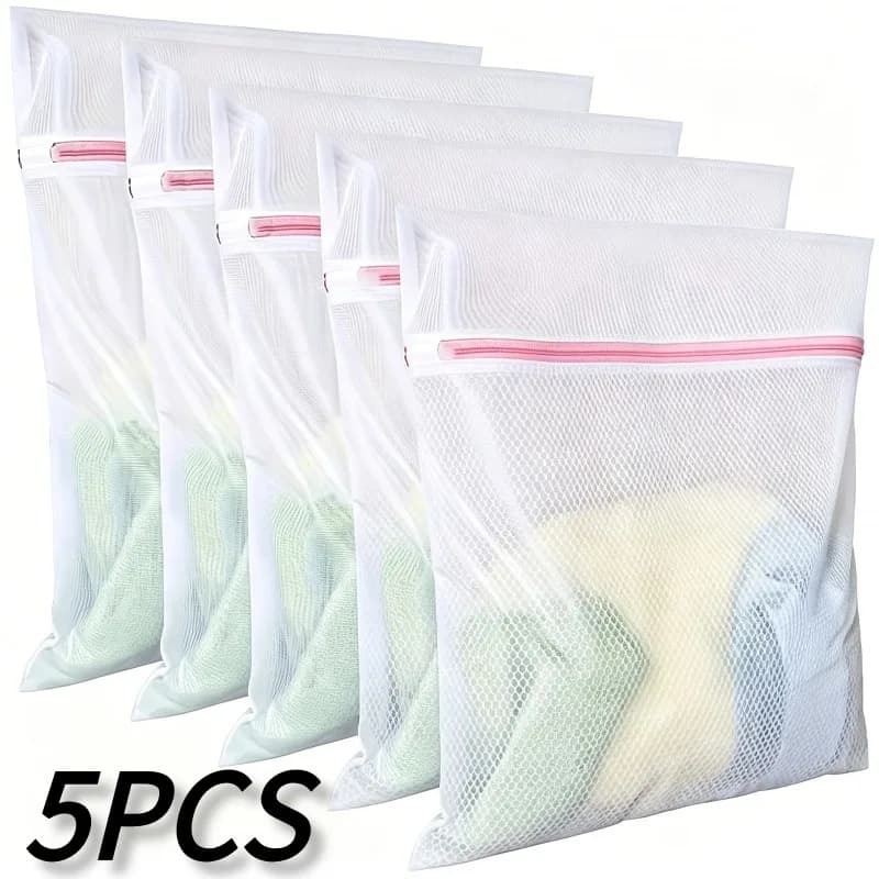 5 Pack Zipper Mesh Laundry Bags For Washing Machine, Durable Delicates Wash Bag For Bra Underwear Fine Garments