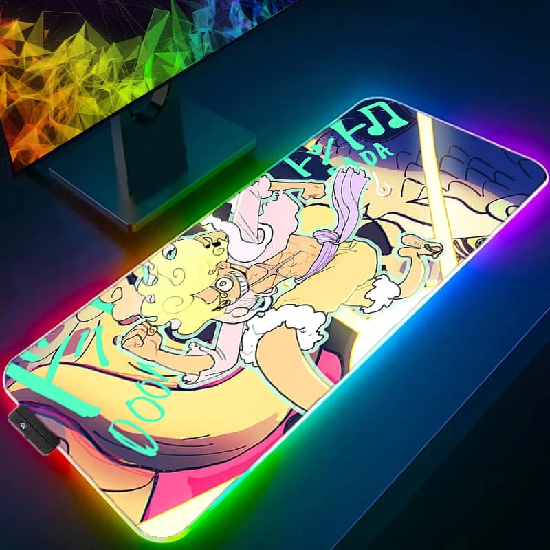 Tappetino per Mouse LED Retroilluminato, Accessori da Gaming One Piece, Nuovo Tappetino RGB per Tastiera Anime con Bordo in Gomma per Laptop