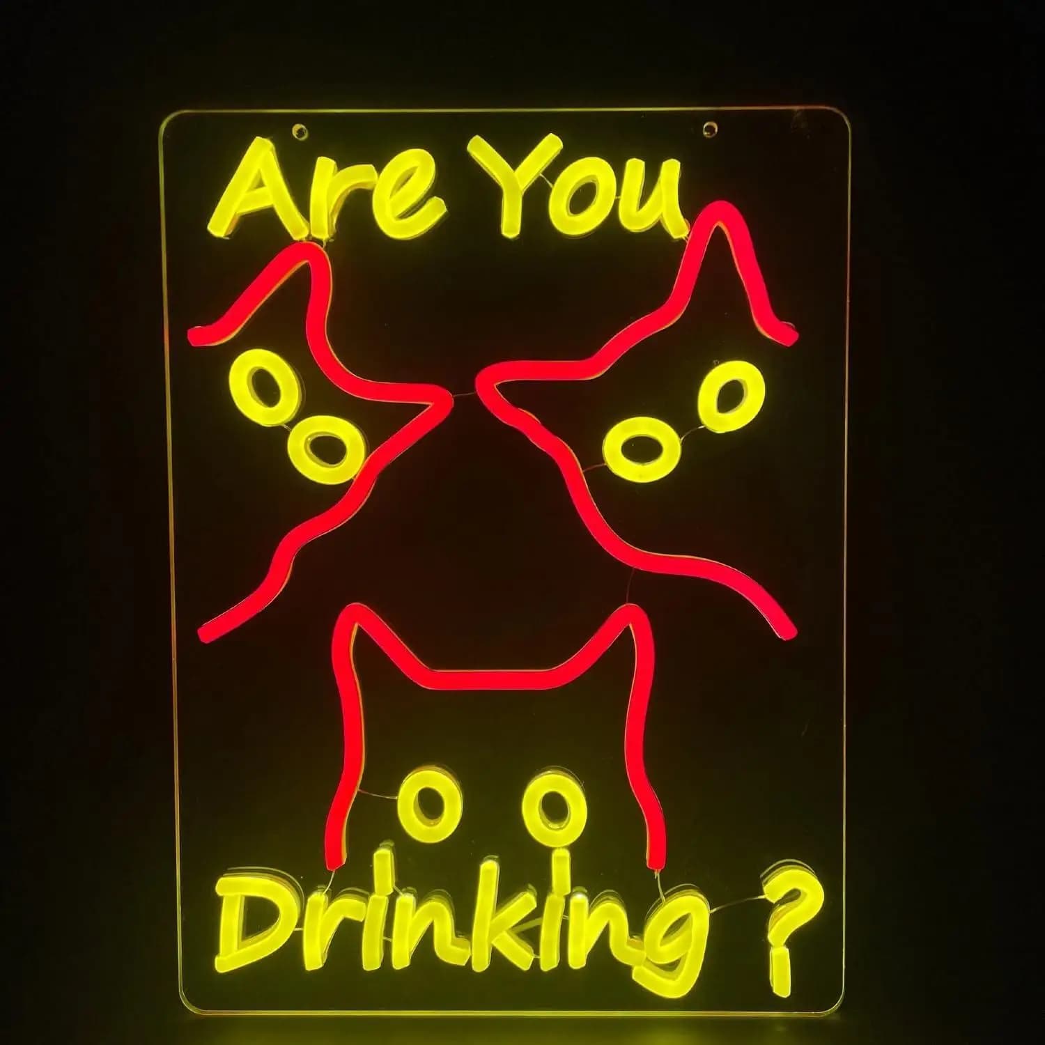 Insegna al Neon 'Are You Drinking?' con Gatto, Luci LED Neon USB Dimmerabili per Birra, Vino, Bar, Cucina, Ristorante, Casa, Pub, Feste, Man Cave, Club