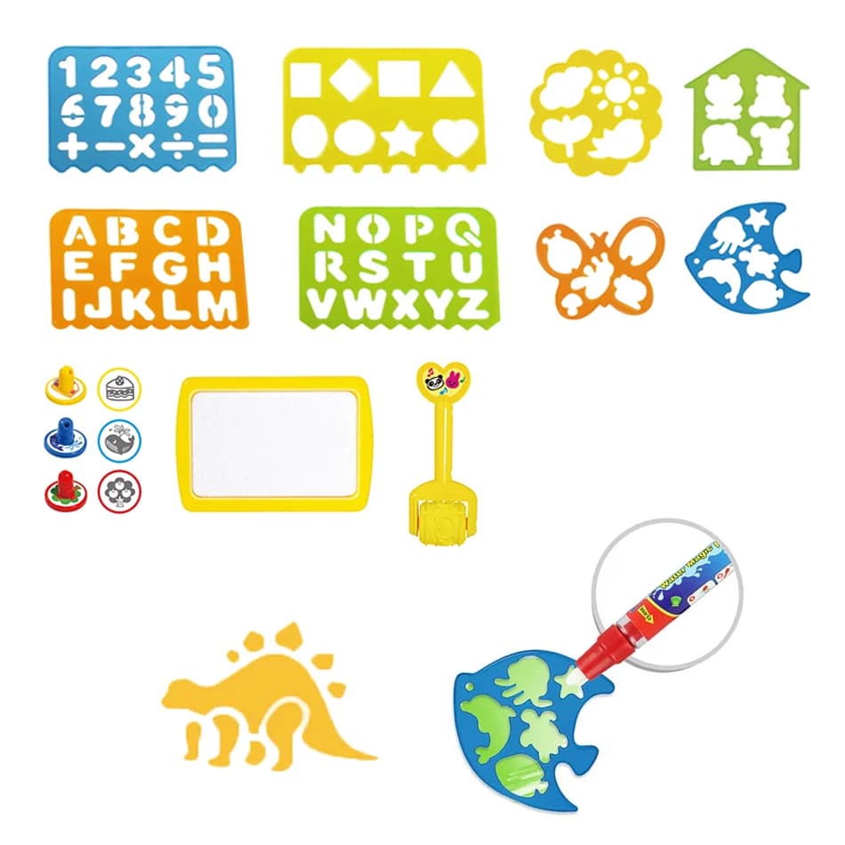 Magic Water Drawing Mat Accessories Roller Gasket Animal Digital Model EVA Water Drawing Toy Artistic Tool Kids Educational Toy