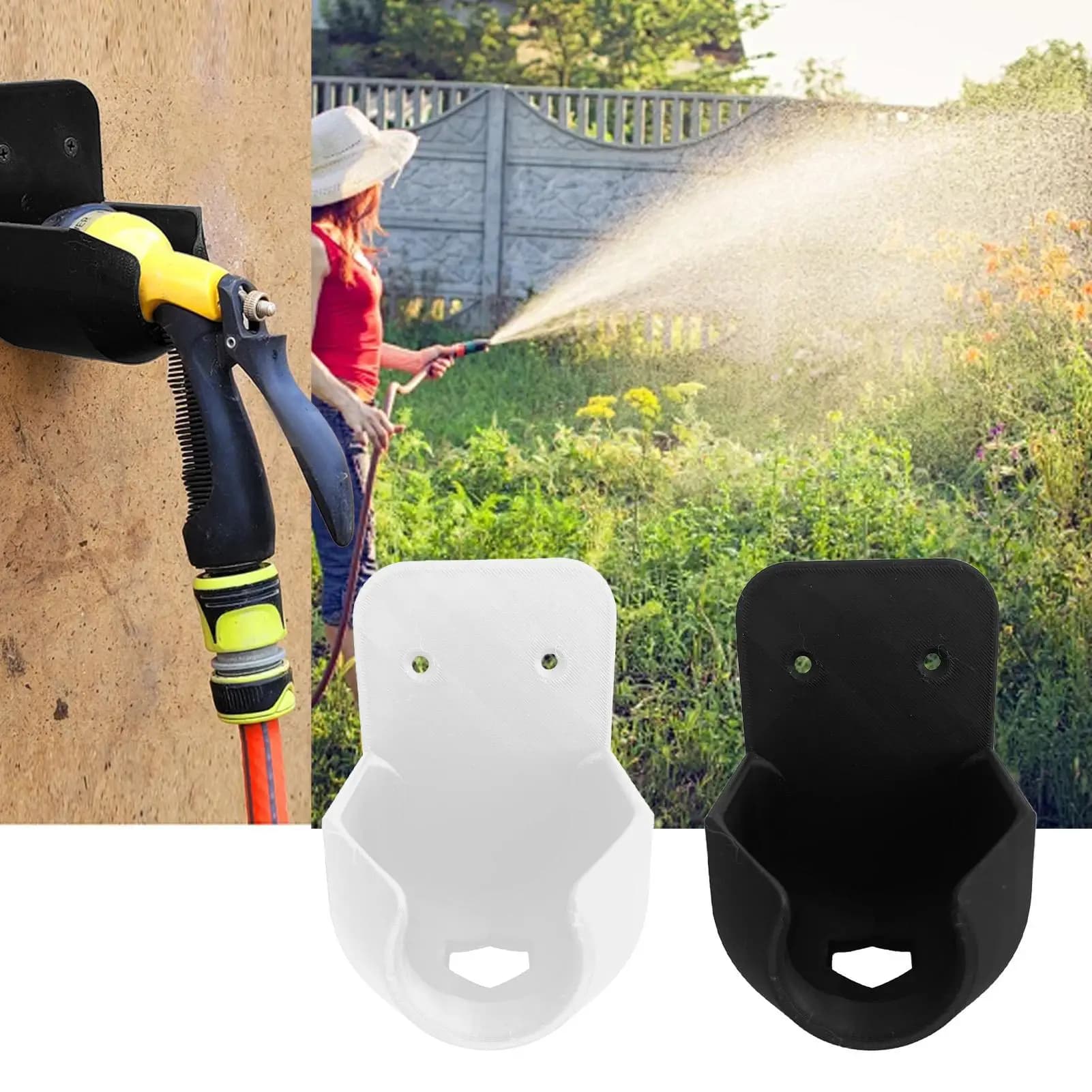 Garden Hose Nozzle Bracket Wall Mount Sprayer Head Hanger Outdoor Hose Sprayer Holder for Garden Patio Lawn Backyard Fence Shed