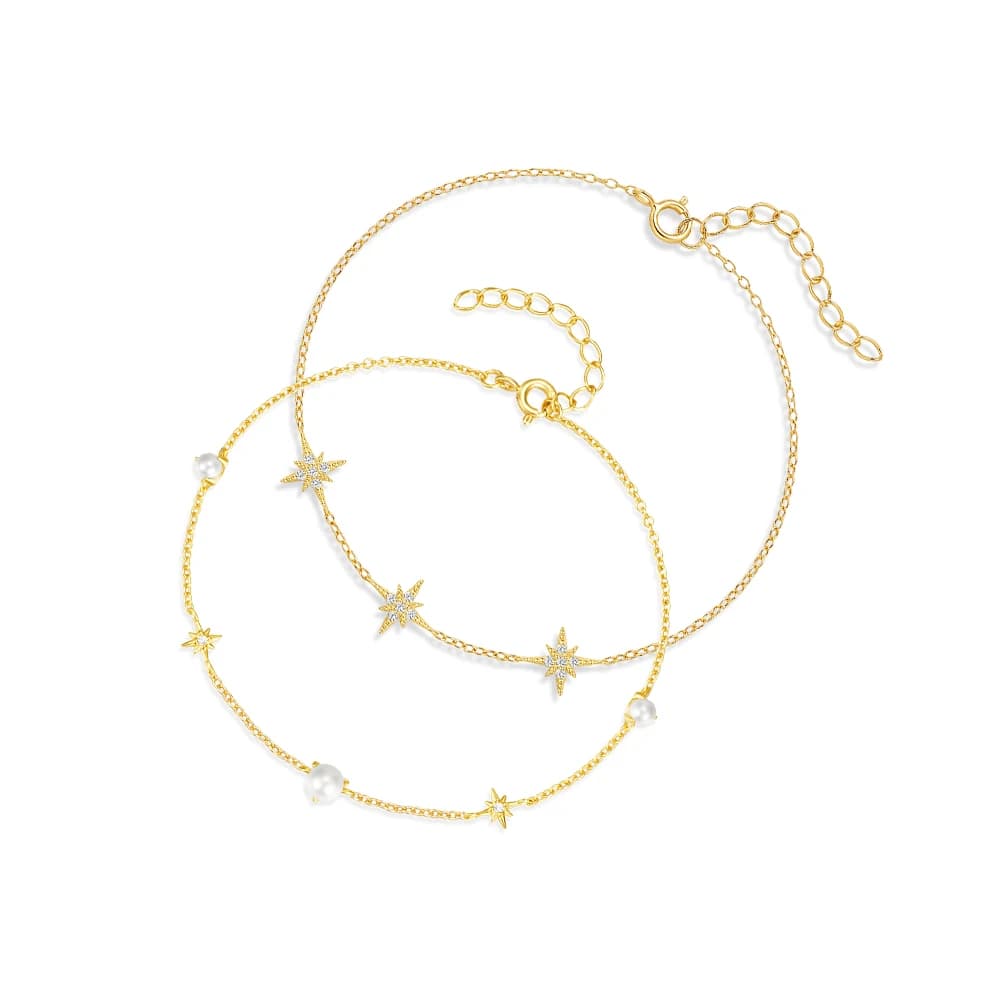 ROXI 925 Sterling Silver Summer Pearl Eight Star Bracciale per le donne Party 17 + 3cm Bangle Pulseras Plata Gioielli in oro 18k