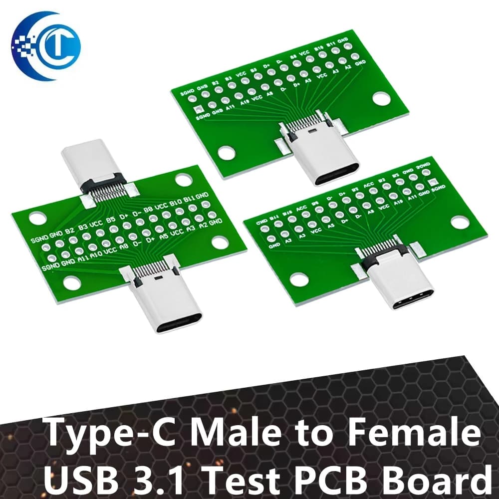 USB 3.1 male-female-type C test card adapter for 24P 2.54mm type C connector for data line cable transfer