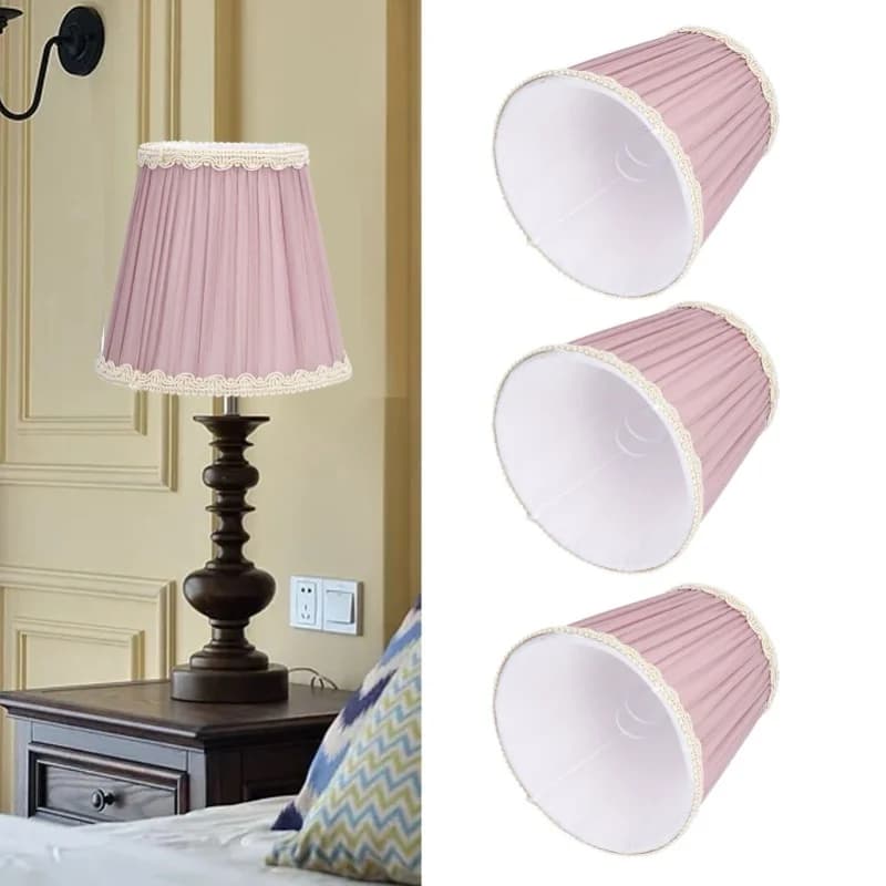 3 pezzi di paralume in tessuto E14 con clip per lampadario a candela, lampada da parete, luce da tavolo, decorazione per interni (viola chiaro)