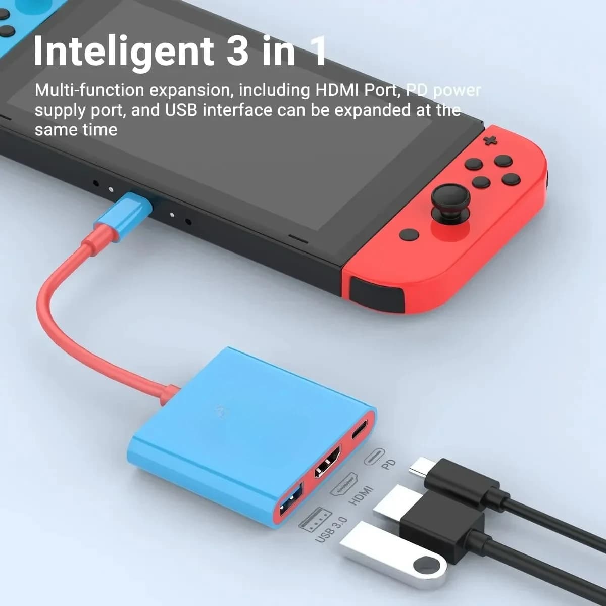 Docking station portatile per Nintendo Switch 3 IN 1 Hub HDTV da TYPE-C a 4K con HDMI e USB 3.0 per laptop IPad per telefono Steam Deck