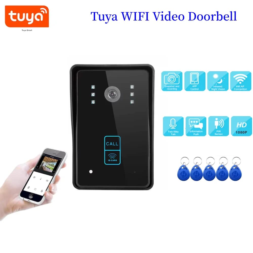 Tuya Smart Video WiFi Doorbell External Doorbell Smart Life Wireless Doorbell Camera ID card