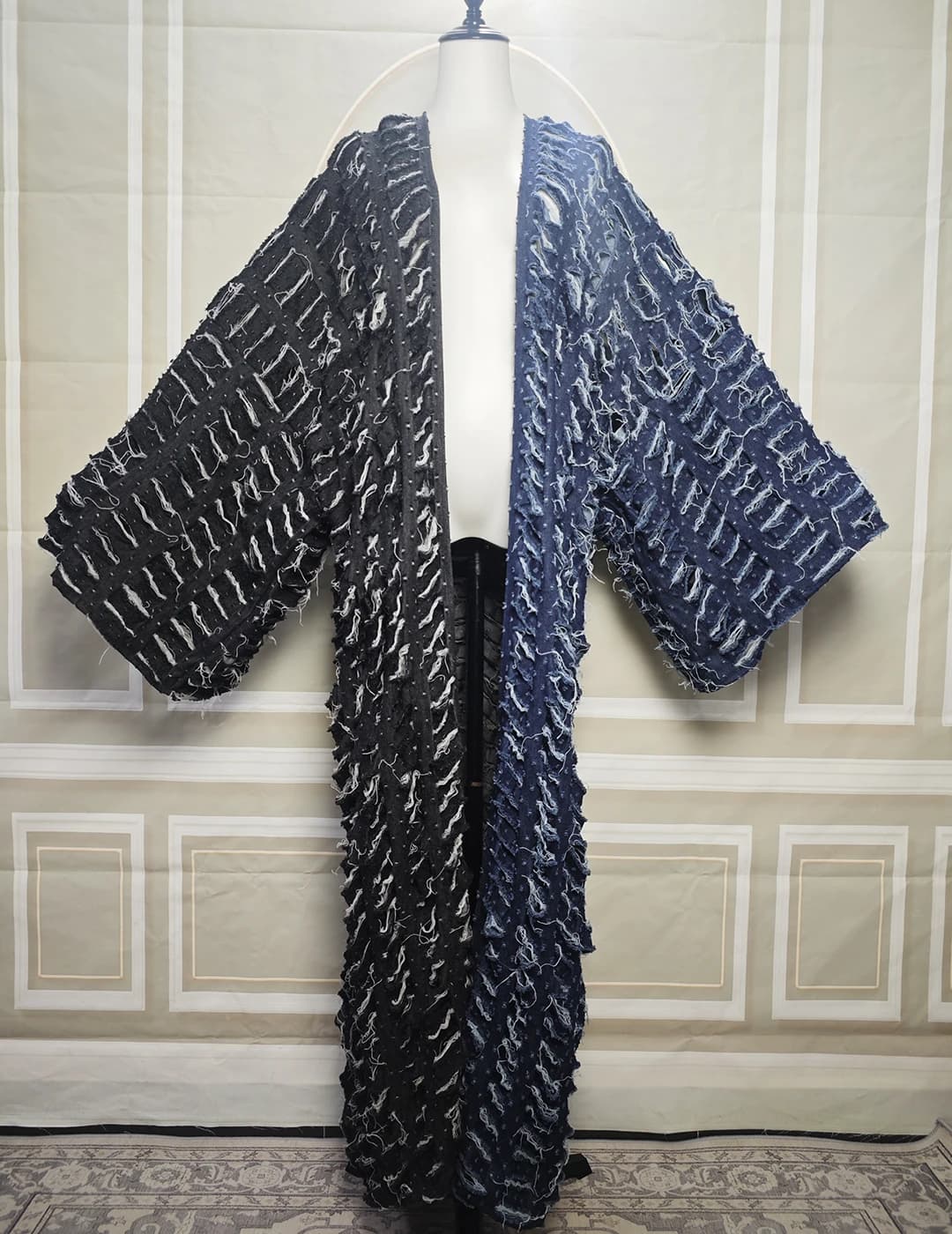 2025 Fashion Blogger Recommend New Fashion Hollow Denim Spring Loose Cardigans Casual African Lady Swimsuit Cover Up Long Coat