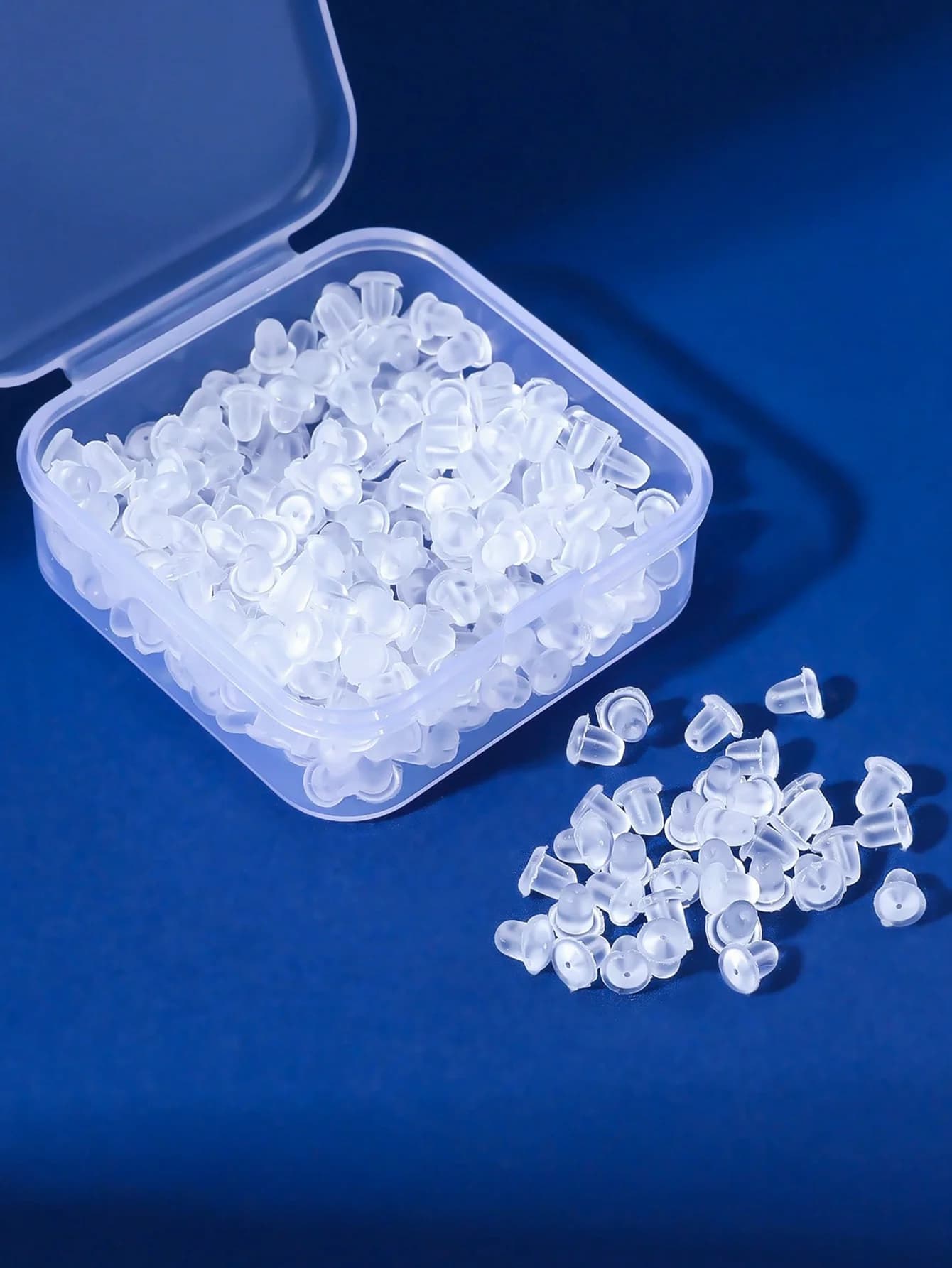 Circa 300 pezzi di tappi per orecchie in silicone trasparente, chiusure per orecchini a cilindro trasparenti, cuscinetti di sicurezza antiscivolo per orecchini, tappi per orecchie in silicone morbido