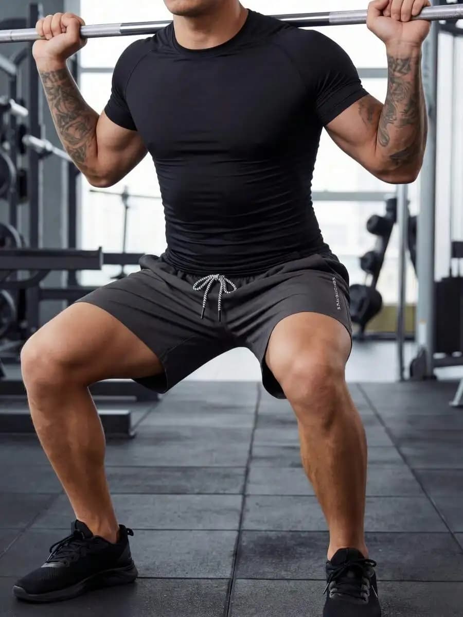 Pantaloncini sportivi da uomo con coulisse, lunghezza al ginocchio, per allenamento, corsa e uso quotidiano