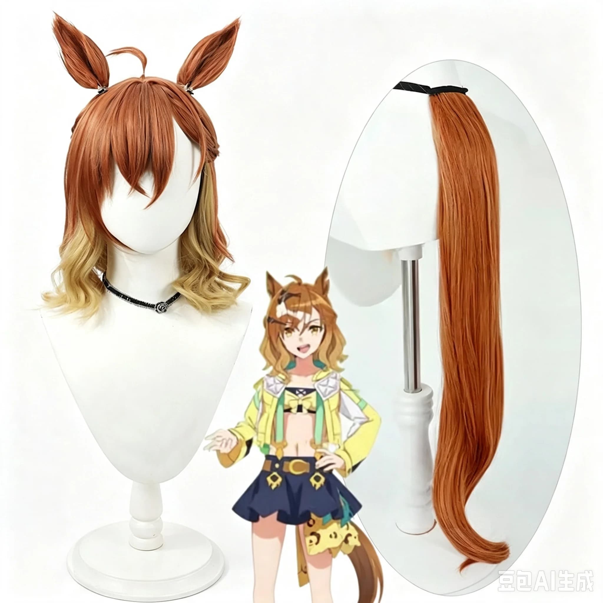 Uma musume Pretty Derby Jungle Pocket Cosplay Wig Ears Tail Hairclips Earrings For Women Halloween Party Carnival Accessories