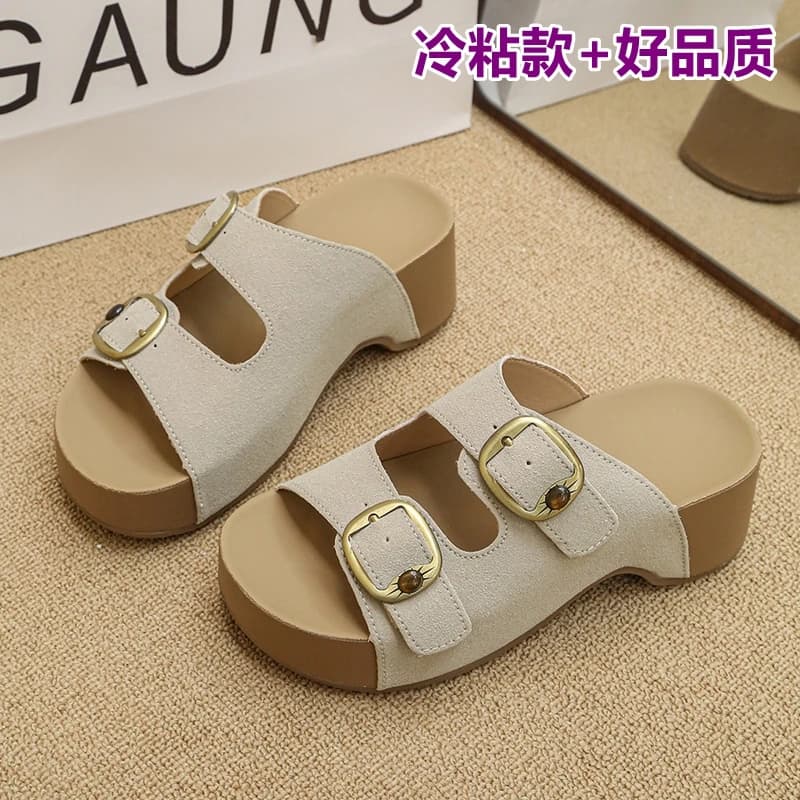 Sandali Estivi da Donna con Tacco Spesso e Rialzato, Ciabatte Semplici e Versatili, Morbide, Comode, Antiscivolo, Casual, per Passeggiate Quotidiane all'Aperto