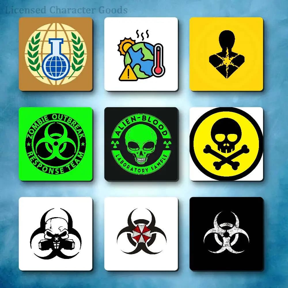 B-Biochemical Crisi H-Hazards Symbol Refrigerator Magnets Square Tiles with Magnetic Sheets Printed for Decoration Collect 55mm