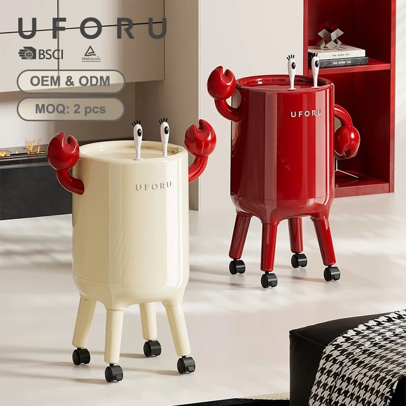 UFORU 360 ° Cestino per Rifiuti con Ruote e Fodera Nascosta, Pattumiera a Doppia Parete con Coperchio a Molla per Camera da Letto, Soggiorno