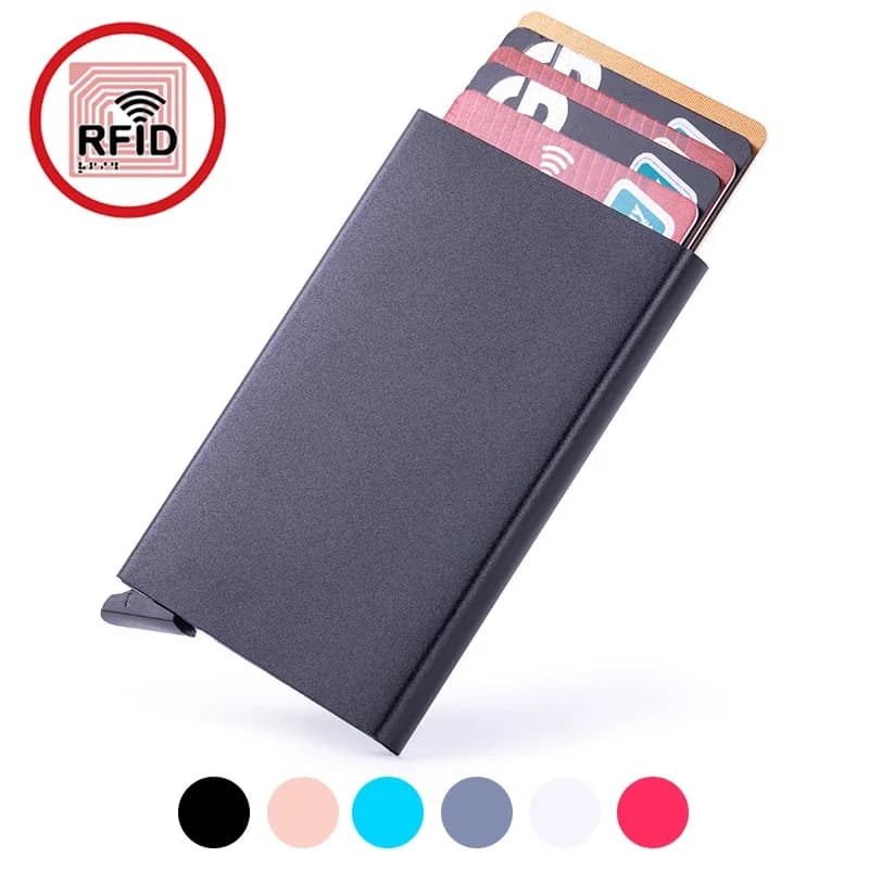 Portafoglio pop-up intelligente unisex con blocco RFID - Porta carte minimalista in metallo sottile per un archiviazione e protezione sicuri delle carte di credito