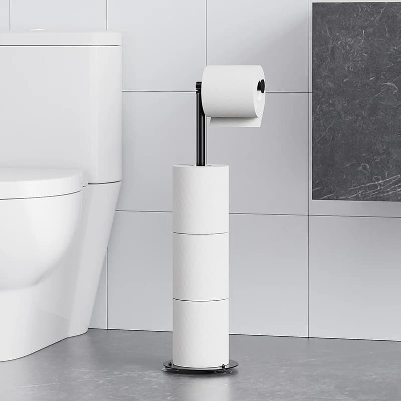 Portarotolo da terra, portarotolo verticale pieghevole, design moderno, porta rotoli di carta, accessori per il bagno