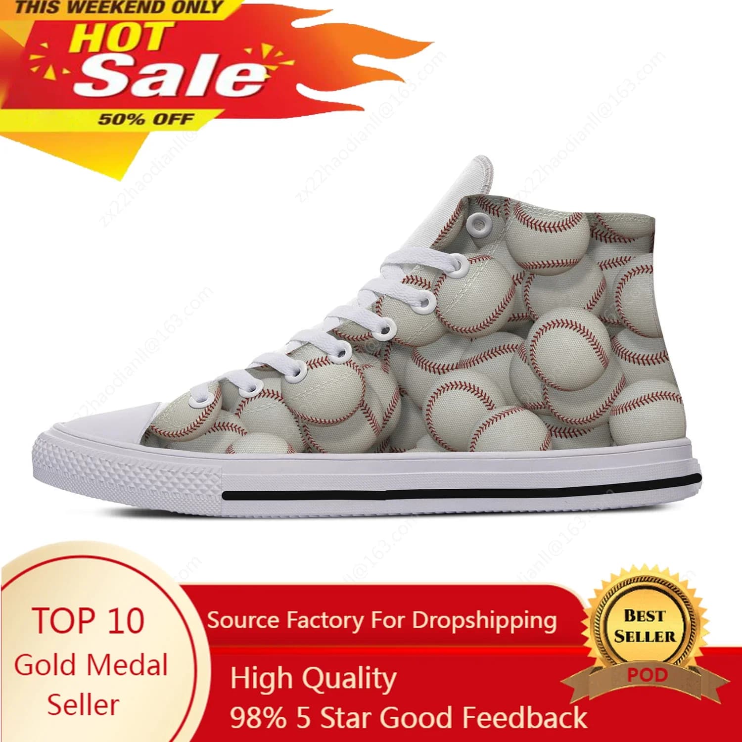Modello da baseball Sneakers alte Uomo Donna Adolescente Moda Scarpe casual Scarpe da corsa in tela Stampa 3D Scarpa leggera