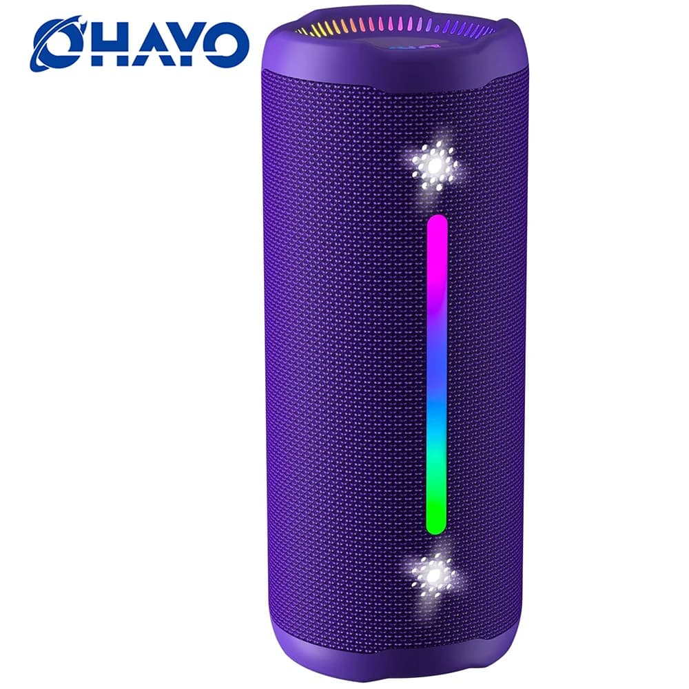 OHAYO Portable Bluetooth Outdoor Speaker with RGB Party Lights, Powerful Sound IPX7 Bluetooth 5.3 Waterproof Wireless Speakers