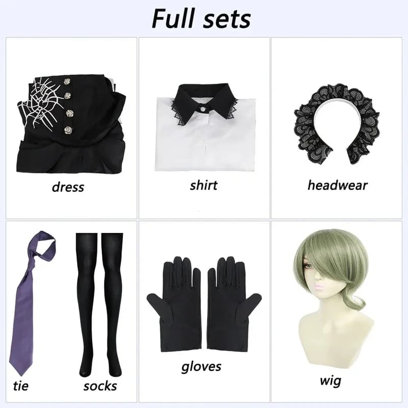 (#^.^#) 2026 New Dress Game Danganronpa V3 Tojo Kirumi Cosplay Costume Wig Uniform Maid Outfit Halloween Costumes fo →_→LOOK ME
