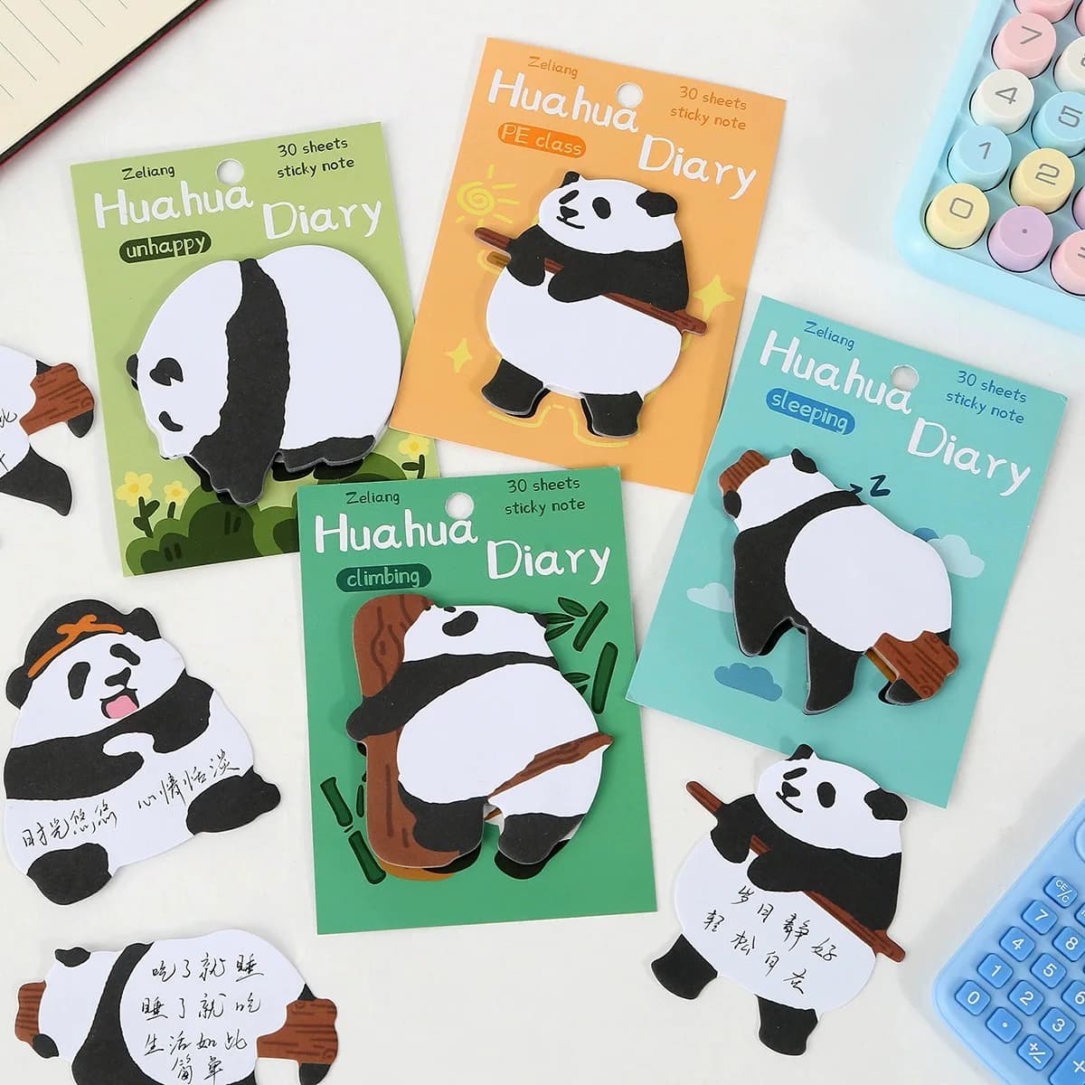 20 pezzi divertente simpatico panda animale carta adesiva fai da te messaggio gratta e vinci/blocco note/blocco note/30 pagine/regalo premio studente per bambini