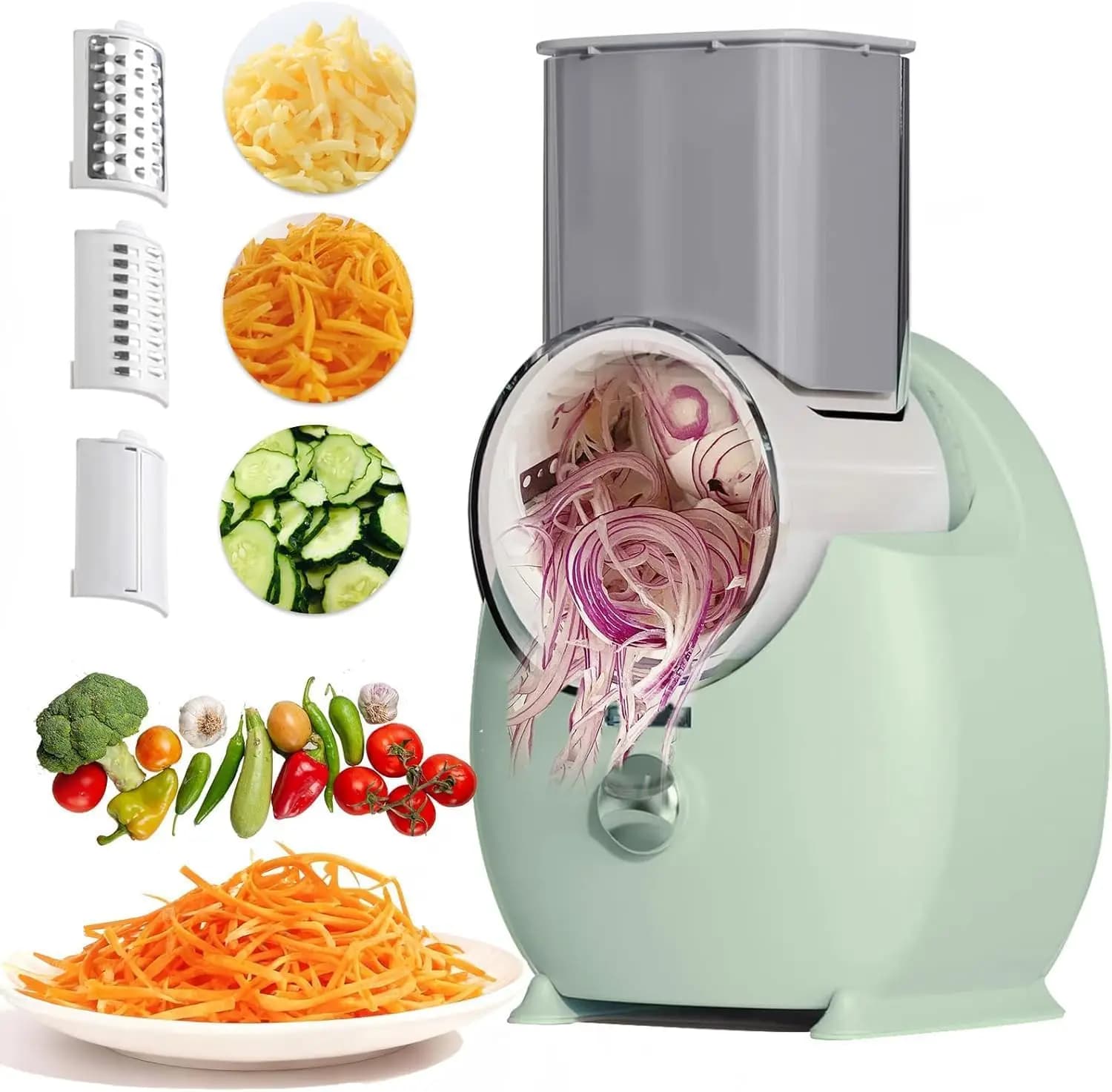 Grattugia Elettrica per Formaggio in Blocchi, Grattugia Elettrica 3 in 1 per Cucina Domestica, Controllo Facile con Un Solo Tocco, Grattugia Elettrica per Insalata