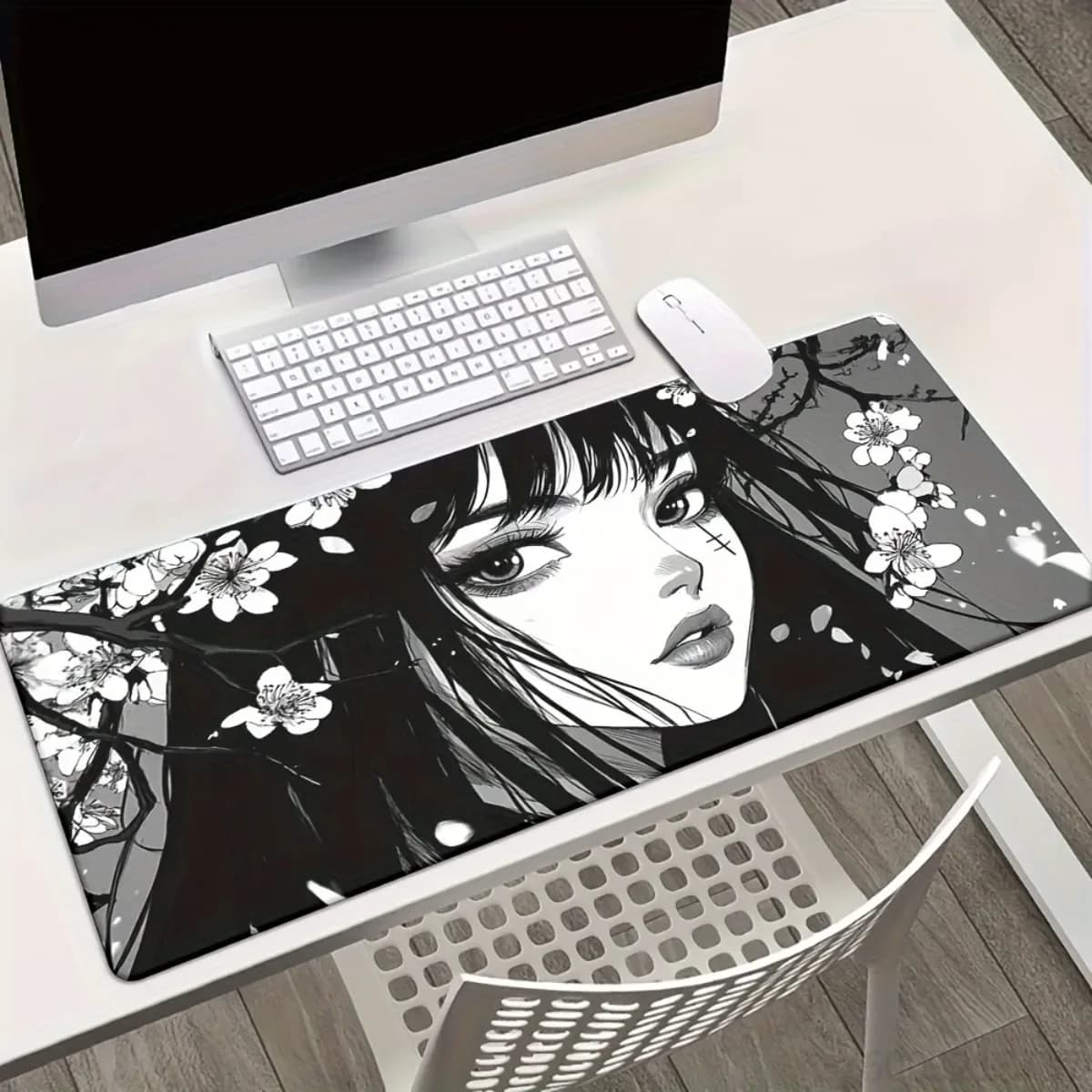 Anime Girl Themed Gaming Mouse Pad Non-Slip Rubber Base HD Printed Multifunctional Desk Mat for Office Gamer Friends