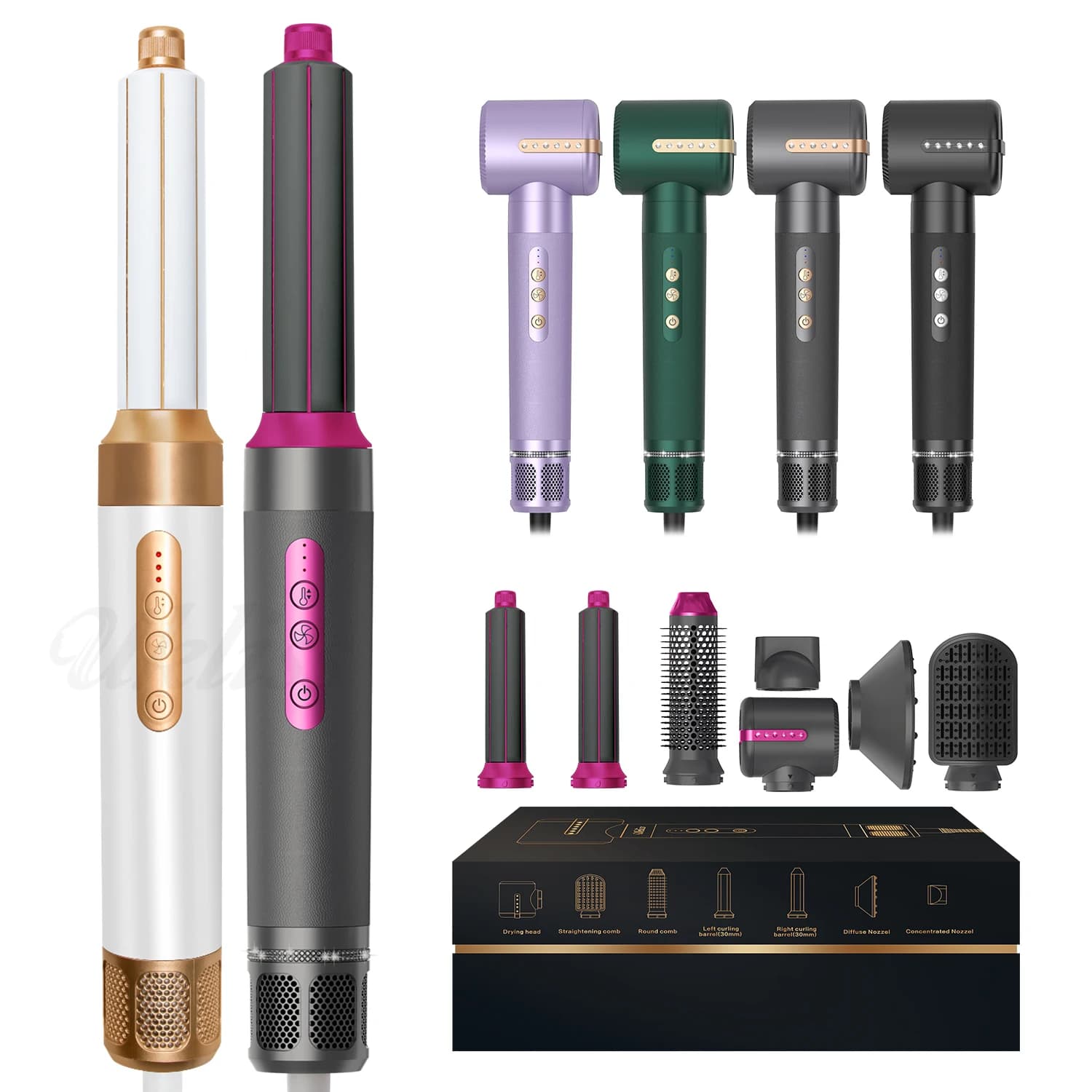 7 in 1 Auto Wrap Asciugacapelli all'ingrosso Professionale Caldo Freddo 1200W Spazzola per capelli Asciugacapelli Pettine One Step Aerografo Asciugacapelli