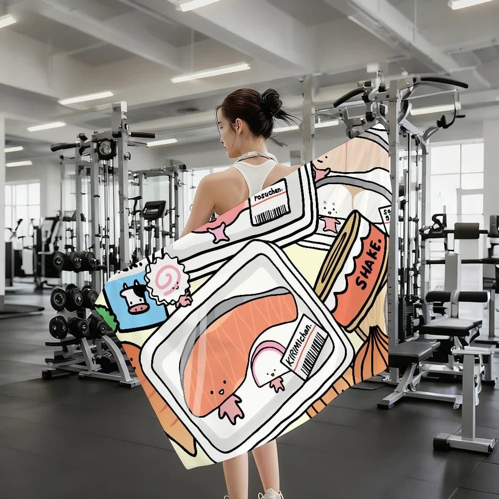Sa Cute Cartoon K-Kirimichan Asciugamano da doccia, sauna, viaggio, spa, accessori da palestra ad asciugatura rapida, morbidi e grandi asciugamani da spiaggia